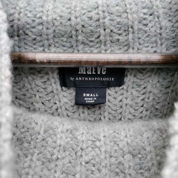 Anthropologie Maeve Athena Cowl Neck Sweater Small Grey Thick Knit Cropped - Picture 10 of 12